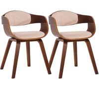 CLP Lot de 2 chaises ergonomiques Kingston, fauteuils Dossier Enveloppant, Structure Bois, Charge Max. 150 kg, Couleur:Noyer/crème, Couleur du Cadre:Noyer