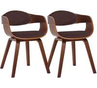 CLP Lot de 2 chaises ergonomiques Kingston, fauteuils Dossier Enveloppant, Structure Bois, Charge Max. 150 kg, Couleur:Noyer/Marron, Couleur du Cadre:Noyer