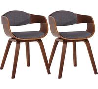 CLP Lot de 2 chaises ergonomiques Kingston, fauteuils Dossier Enveloppant, Structure Bois, Charge Max. 150 kg, Couleur:Noyer/Gris Clair, Couleur du Cadre:Noyer