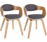 CLP Lot de 2 chaises ergonomiques Kingston, fauteuils Dossier Enveloppant, Structure Bois, Charge Max. 150 kg, Couleur:Natura/Gris Clair, Couleur du Cadre:Natura