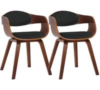 CLP Lot de 2 chaises ergonomiques Kingston, fauteuils Dossier Enveloppant, Structure Bois, Charge Max. 150 kg, Couleur:Noyer/Noir, Couleur du Cadre:Noyer