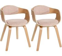 CLP Lot de 2 chaises ergonomiques Kingston, fauteuils Dossier Enveloppant, Structure Bois, Charge Max. 150 kg, Couleur:Nature/crème, Couleur du Cadre:Natura