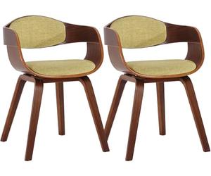 CLP Lot de 2 chaises ergonomiques Kingston, fauteuils Dossier Enveloppant, Structure Bois, Charge Max. 150 kg Couleur:Noyer/Vert Clair;Couleur du Cadre:Noyer