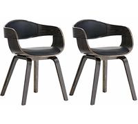 CLP Lot de 2 chaises Kingston ergonomiques, dossier rembourré, simili cuir et bois, Noir/Gris, 150kg