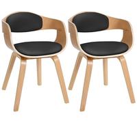 CLP Lot De 2 Chaises Retro Kingston en Similicuir I Assises De Salle A Manger avec Accoudoirs I Siège Rembourré I Pieds en Bois, Couleur:Nature/Noir