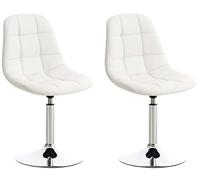 CLP Lot de 2 chaises lounge pivotantes Emil en similicuir avec pied en métal , Blanc Blanc