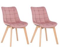 CLP Lot de 2 chaises Passaic en Velours, ergonomiques matelassées, avec Patins au Sol, Charge Max. 150 kg, Couleur:Rose