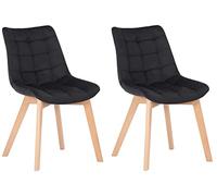 CLP Lot de 2 chaises Passaic en Velours, ergonomiques matelassées, avec Patins au Sol, Charge Max. 150 kg, Couleur:Noir