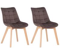 CLP Lot de 2 chaises Passaic en Velours, ergonomiques matelassées, avec Patins au Sol, Charge Max. 150 kg, Couleur:Marron