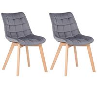 CLP Lot de 2 chaises Passaic en Velours, ergonomiques matelassées, avec Patins au Sol, Charge Max. 150 kg, Couleur:Gris