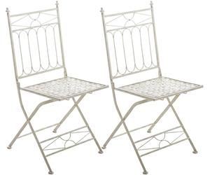 CLP Lot de 2 chaises Pliantes Asina, chaises de Jardin resistantes aux intemperies, Style Art Nouveau Romantique, Rangement Gain de Place, Couleur:crème Antique