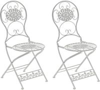 CLP Lot de 2 chaises pliantes en fer Mani,blanc antique
