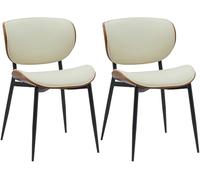 CLP Lot de 2 chaises visiteurs Enid avec Dossier et Rembourrage I Fauteuil avec revêtement en Similicuir ou en Tissu I Chaise de Salle à Manger Confortable, Couleur:Noyer/crème, Matériel:Similicuir