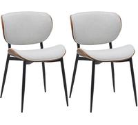 CLP Lot de 2 chaises visiteurs Enid avec Dossier et Rembourrage I Fauteuil avec revêtement en Similicuir ou en Tissu I Chaise de Salle à Manger Confortable, Couleur:Noyer/crème, Matériel:Tissu
