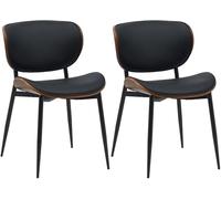 CLP Lot de 2 chaises visiteurs Enid avec Dossier et Rembourrage I Fauteuil avec revêtement en Similicuir ou en Tissu I Chaise de Salle à Manger Confortable, Couleur:Noyer/Noir, Matériel:Similicuir