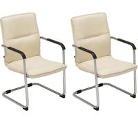 CLP Lot de 2 chaises visiteurs Seattle avec accoudoirs,crème
