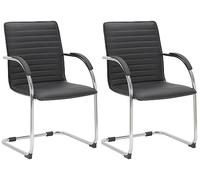 CLP Lot de 2 chaises visiteurs Tira en Similicuir I Chaises à piètement Luge avec Assise rembourrée, Couleur:Noir