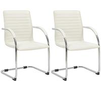 CLP Lot de 2 chaises visiteurs Tira en Similicuir I Chaises à piètement Luge avec Assise rembourrée, Couleur:Blanc