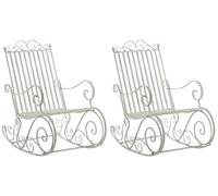 CLP Lot de 2 fauteuils à bascule Smilla en fer forgé, dossier haut et accoudoirs, blanc antique