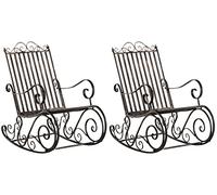 CLP Lot De 2 Fauteuils A Bascule en Fer Forgé Smilla I Rocking-Chair D'Extérieur avec Dossier Haut Et Accoudoirs, Couleur:Bronze