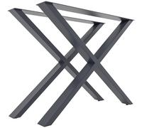 CLP Lot de 2 Pieds de Table Swift I Patins de Table en profilÈs carrÈs I Hauteur 72 cm I Structure revÍtue par Poudre, Couleur:Gris, Taille:L