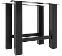 CLP Lot De 2 Pieds en Acier Poudré Harry I Pieds Style Industriel pour Construction De Table I Pieds De Table pour DIY, Couleur:Noir