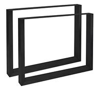 CLP Lot De 2 Pieds en Acier Poudré Velden I Pieds Style Industriel pour Construction De Table I Pieds De Table pour DIY, Couleur:Noir, Taille:80 cm