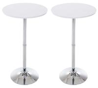 CLP Lot de 2 Tables Hautes en métal avec Plateau Rond en Bois | Ø 60 CM | Hauteur : 110 CM, Couleur:Blanc