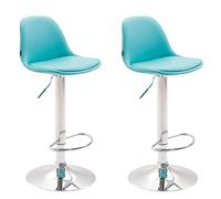 CLP Lot de 2 tabourets de bar Kiel en Similicuir , Bleu/Chrome