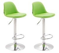 CLP Lot de 2 tabourets de bar Kiel en Similicuir , Vert/Chrome Vert
