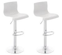 Lot de 2 tabouret de bar - CLP - Hoover - Assise Plastique - Piètement Métal chromé - Blanc