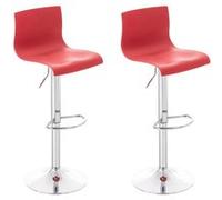 CLP Lot de 2 tabouret de bar Hoover Assise Plastique et Piètement Métal chromé , Rouge Rouge