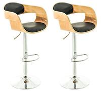 CLP Trading GmbH – Tabouret de bar Kingston – Lot de 2, similicuir réglable avec dossier Nature/Noir