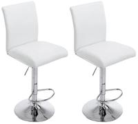 CLP Trading GmbH Tabouret de bar Köln – Similicuir, réglable, dossier et repose-pied, blanc