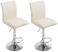 CLP Lot de 2 Tabouret de Bar Köln Similicuir Réglable en Hauteur Dossier et Repose-Pied I Chaise Haute de Bar Confortable Pied en Métal I Coule, Couleur:crème