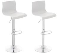 CLP Lot De 2 Tabouret De Bar Réglable en Hauteur Dossier Et Repose-Pied I Chaise Haute De Bar Assise Plastique Solide Pied en Métal Couleur Blanc