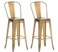 CLP Lot de 2 tabourets de bar Aiden en métal , Or Or G