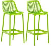 CLP Lot de 2 Tabourets d'extérieur Air pour bar en plastique avec Repose-pieds , Vert