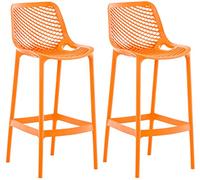 CLP Lot De 2 Tabourets de Bar Air en Plastique I Chaise Haute Intérieur Extérieur avec Dossier Et Repos-Pieds, Couleur:Orange