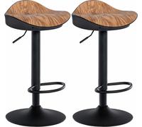 CLP Lot de 2 tabourets de bar Alisson avec repose-pieds, réglables en hauteur et pivotant à 360°,naturel
