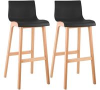CLP Lot de 2 Tabourets de Bar avec dossiers Hover, sièges en Plastique, piètements en hêtre Stable Couleur:Noir