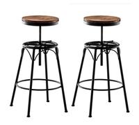 -CLP-Lot de 2 tabourets de bar Beam avec assise en bois au style industriel-Array