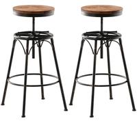 CLP Lot de 2 tabourets de Bar Beam Style Industriel I Hauteur réglable I Siège en Bois et piètement en métal, Couleur:Bronze