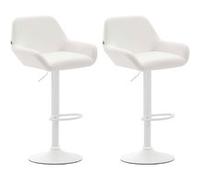 CLP Lot De 2 Tabourets De Bar Design Braga Similicuir I Réglable En Hauteur I Avec Dossier Et Repose-pied Ergonomique - Blanc