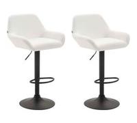 CLP Lot de 2 tabourets de bar Braga en Similicuir , Blanc /Noir Blanc G