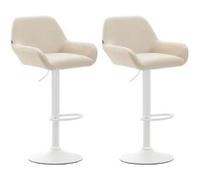 CLP Lot De 2 Tabourets De Bar Design Braga Similicuir I Réglable En Hauteur I Avec Dossier Et Repose-pied Ergonomique - Beige
