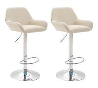 CLP Lot de 2 tabourets de bar Braga en Similicuir , Crème/Chrome Piètement Chrome G