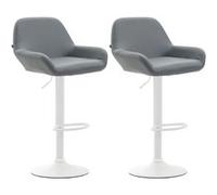 CLP Lot de 2 tabourets de bar Braga en Similicuir , Gris/Blanc Piètement Blanc G