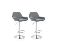 CLP Lot de 2 tabourets de bar Braga en Similicuir , Gris/Chrome Piètement Chrome G