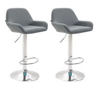 CLP Lot de 2 tabourets de bar Braga en Similicuir , Gris/Chrome Piètement Chrome G